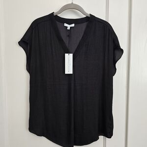 Elegant Black V-Neck Blouse